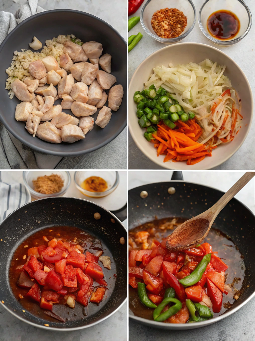 Sweet Chili Chicken preparing steps