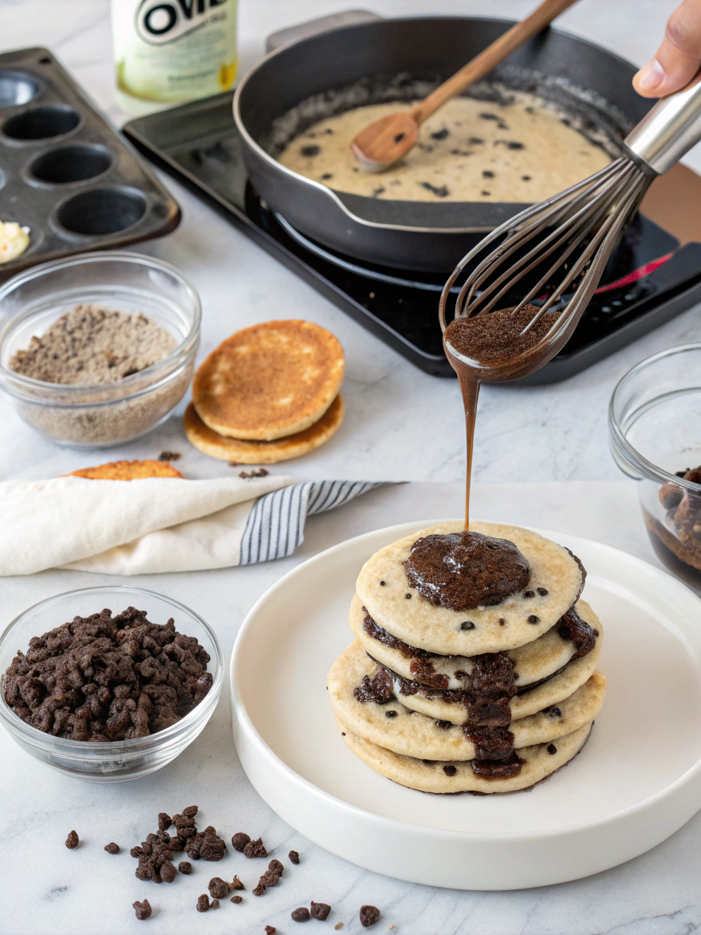 Oreo Pancakes preparing steps