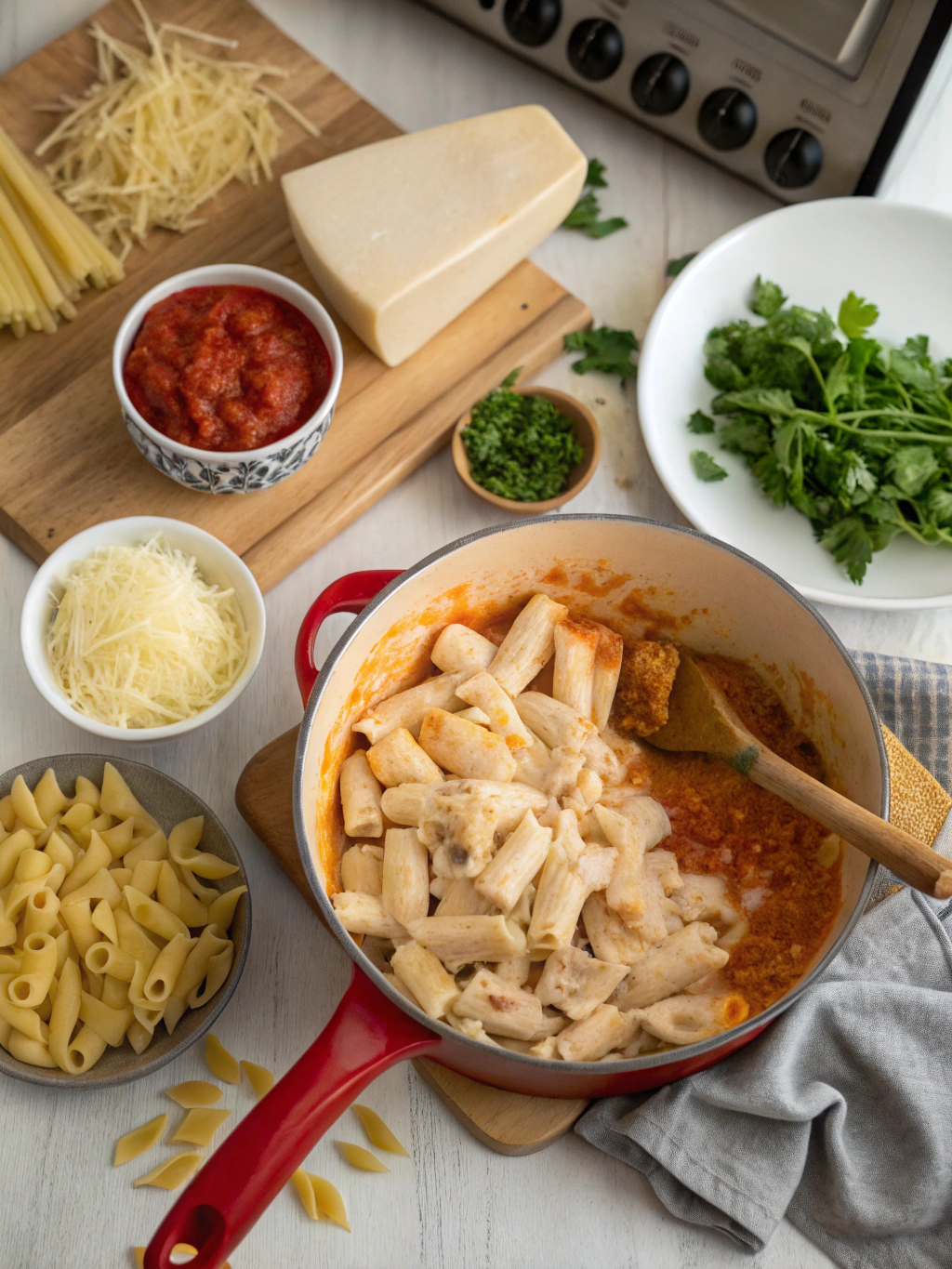 Cheesy Chicken Pasta Recipe preparing steps